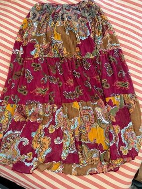 JohnPaulRichard Burgundy Multi Paisley Maxi Skirt